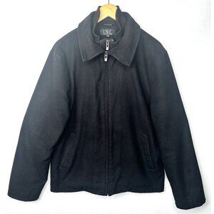 INC International Co Mens Wool Blend Coat Double Full Zip Lined Black Sz Medium